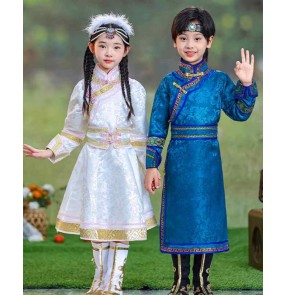 Girls Ethnic Minority Mongolia dance costumes for children girls boys Mongolian Grass performance robes photos shooting party film drama dress up clothes